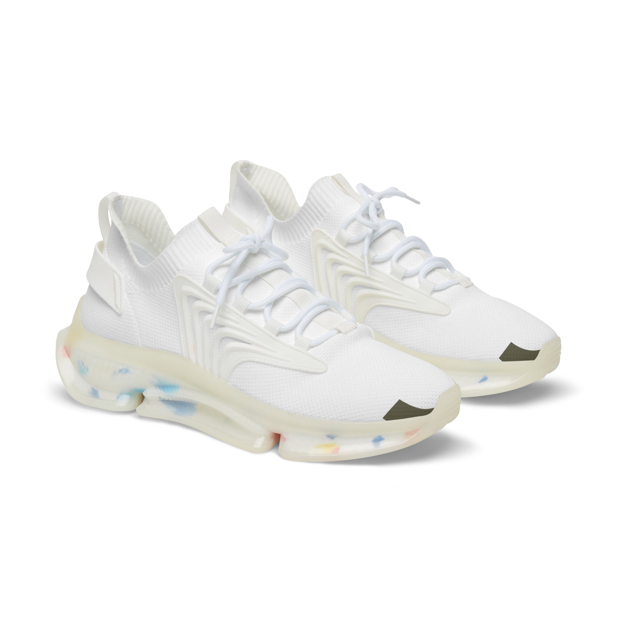 Men's White Mesh Sneakers — Lightweight Athletic Shoes with Cloud-Like Color Splash Sole
