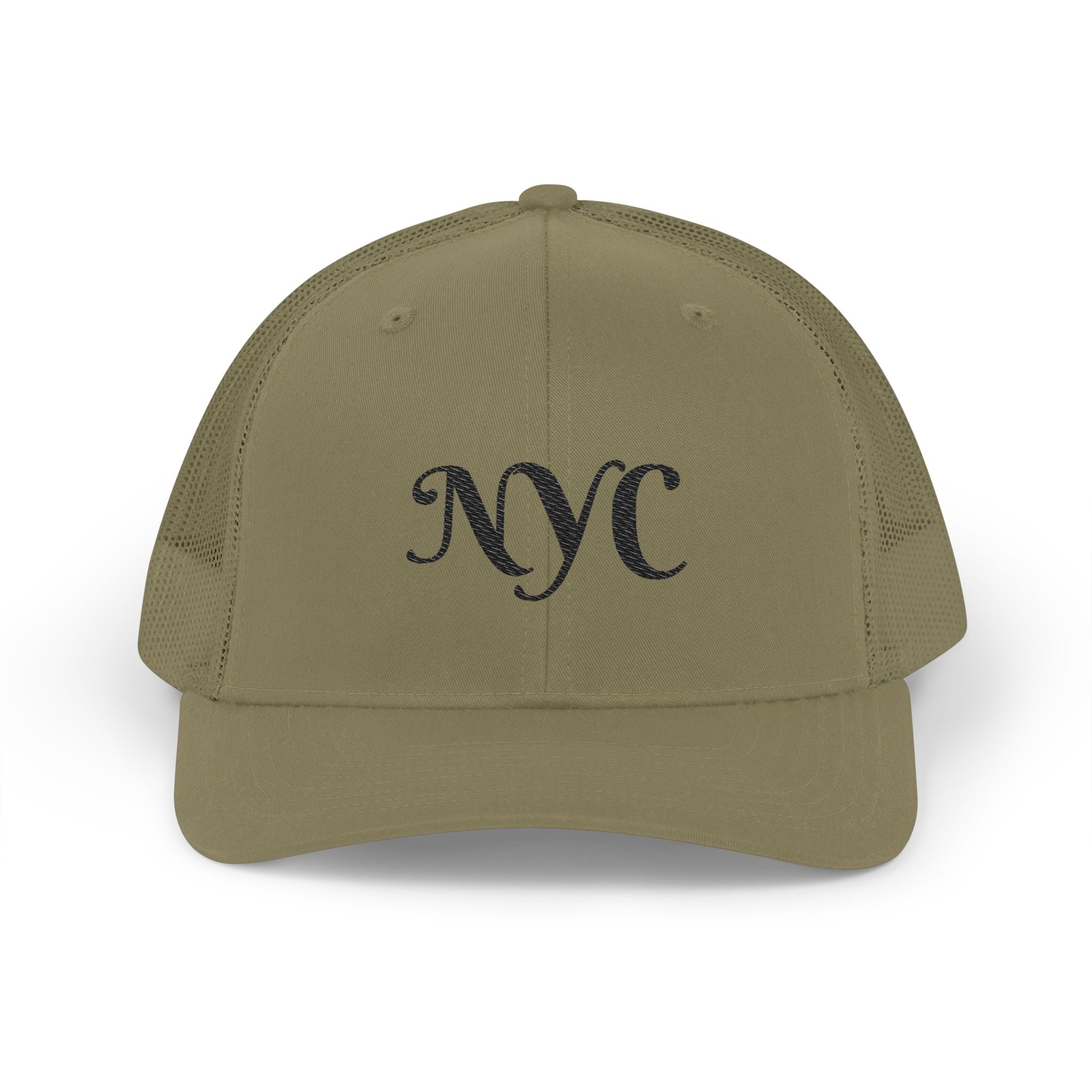 NYC Script Trucker Cap — Vintage Chic Snapback Hat