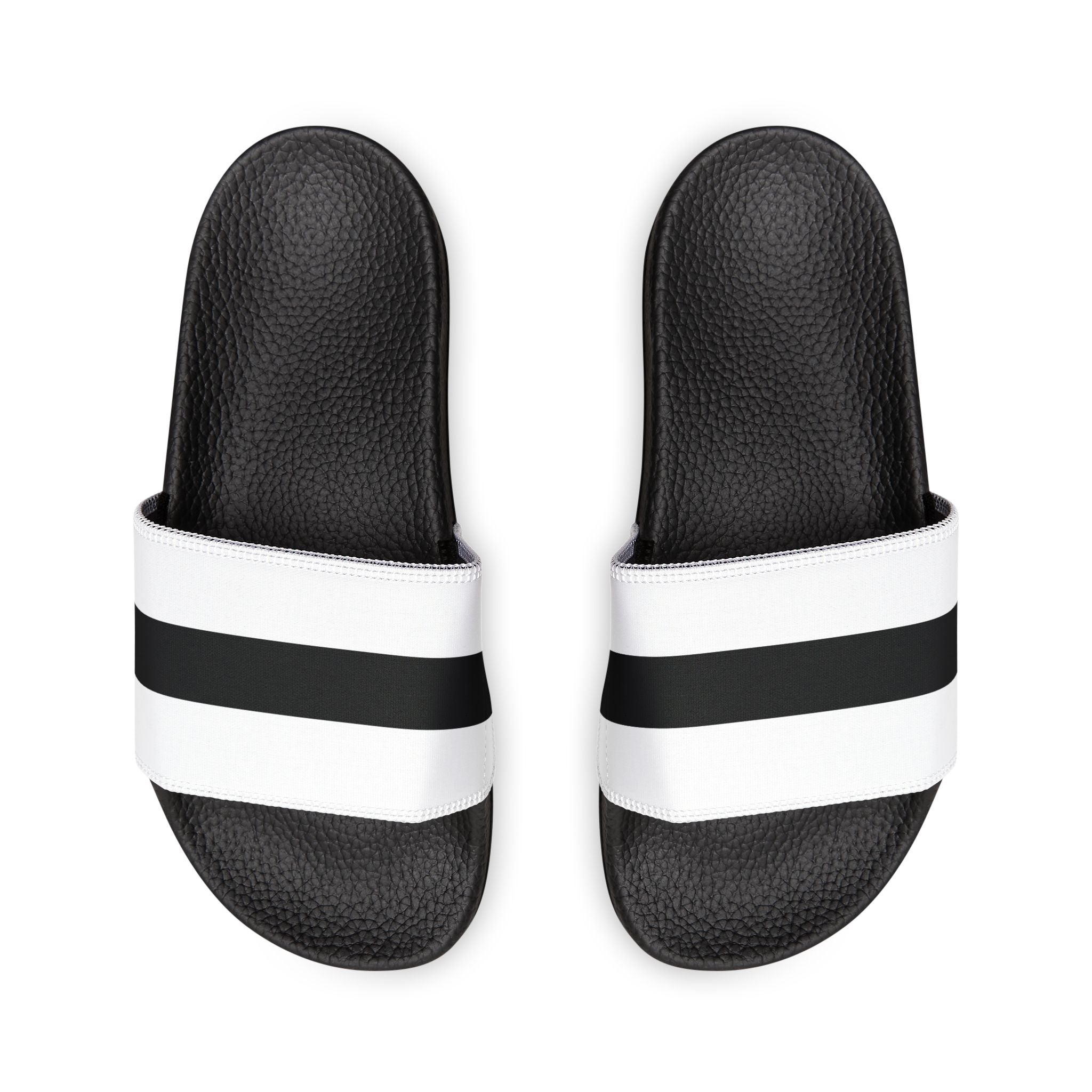Youth Slide Sandals – White with Black Stripe Removable Strap