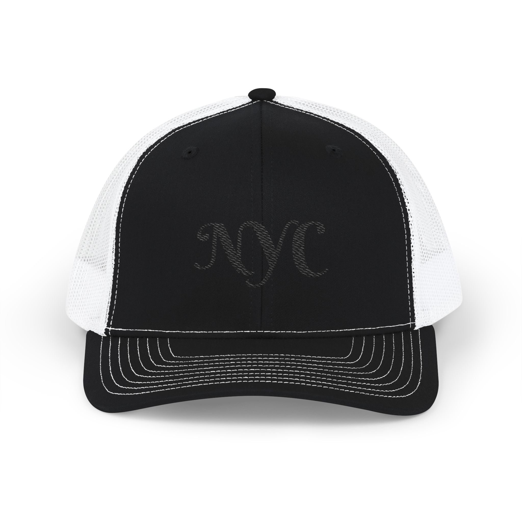 NYC Script Trucker Cap — Vintage Chic Snapback Hat
