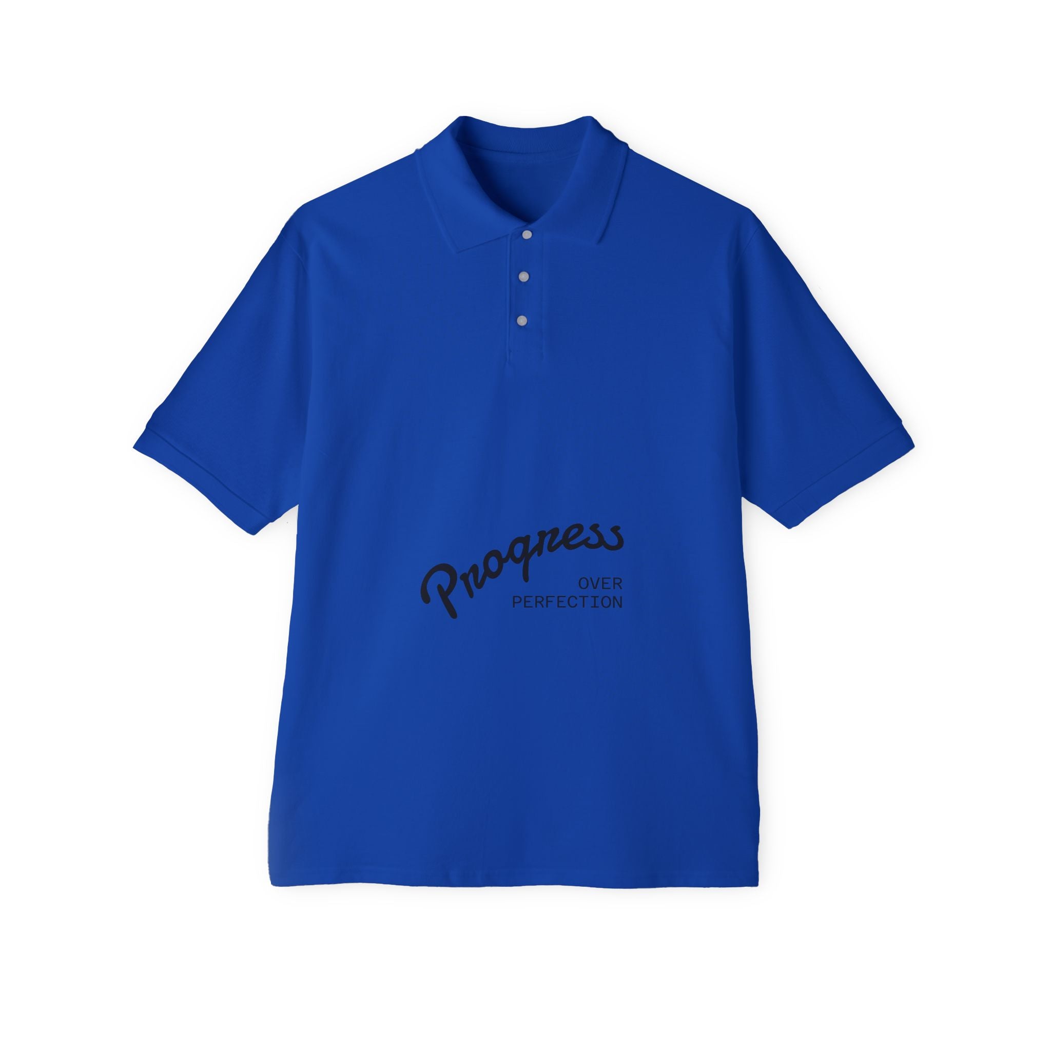 Progress Over Perfection Polo — Men's Motivational Piqué Shirt