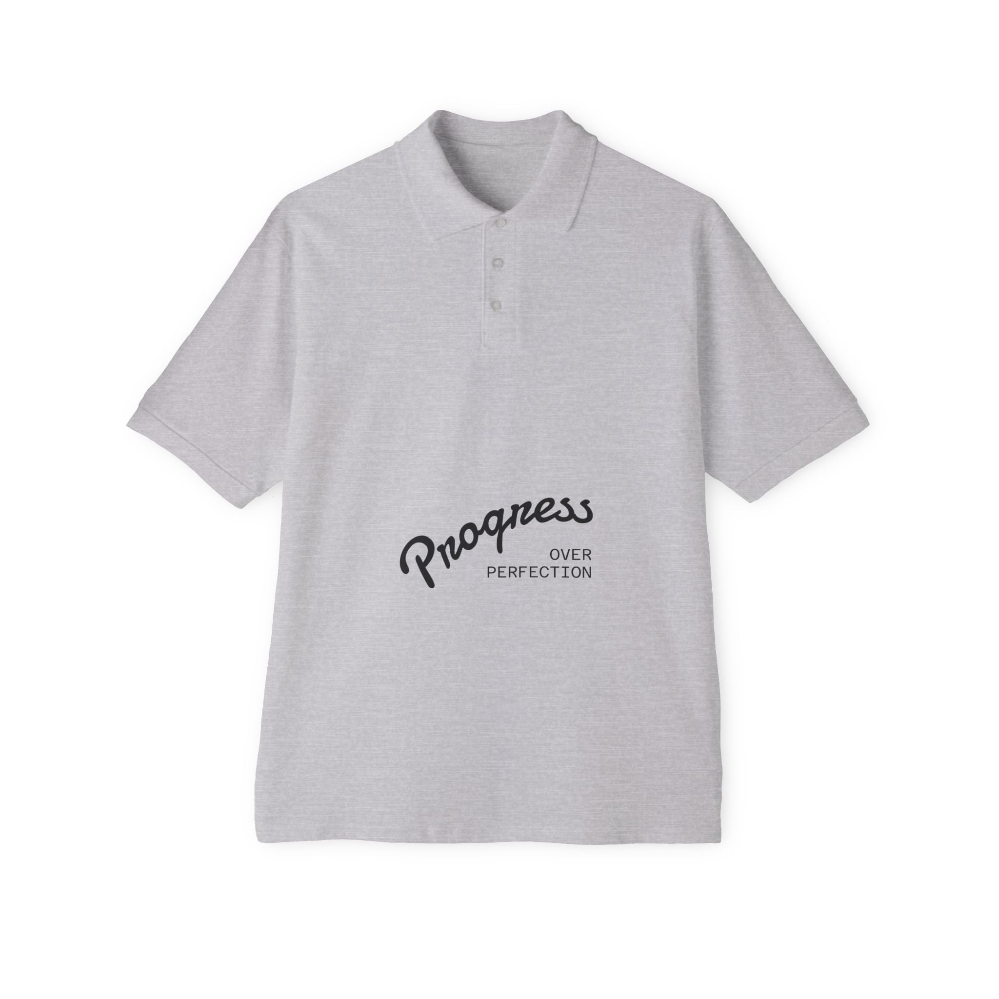 Progress Over Perfection Polo — Men's Motivational Piqué Shirt
