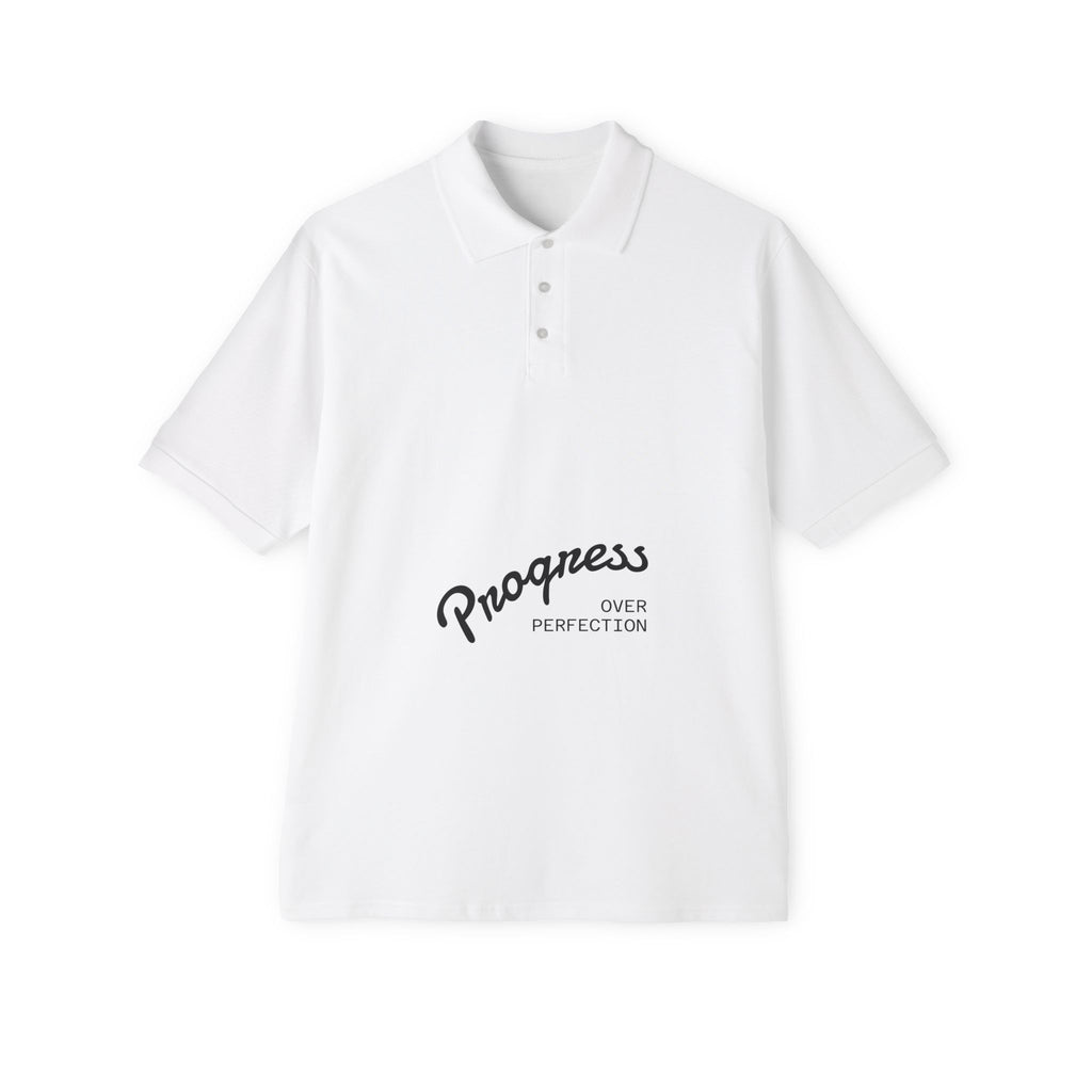 Progress Over Perfection Polo — Men's Motivational Piqué Shirt
