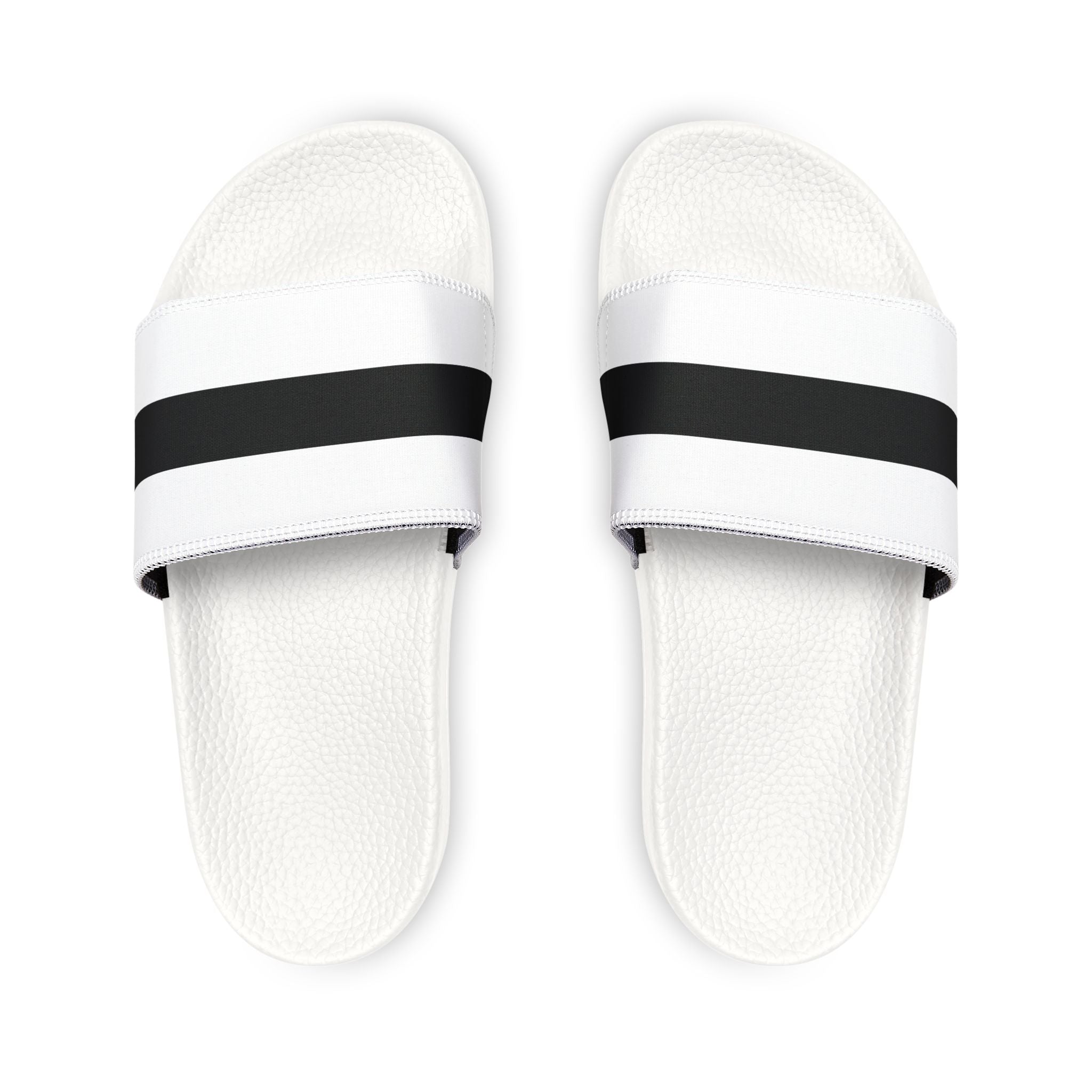 Youth Slide Sandals – White with Black Stripe Removable Strap