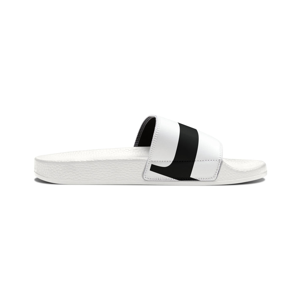 Youth Slide Sandals – White with Black Stripe Removable Strap