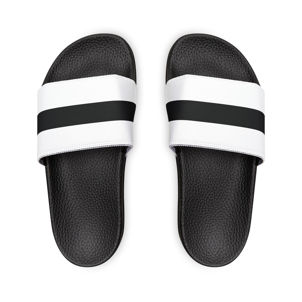 Youth Slide Sandals – White with Black Stripe Removable Strap