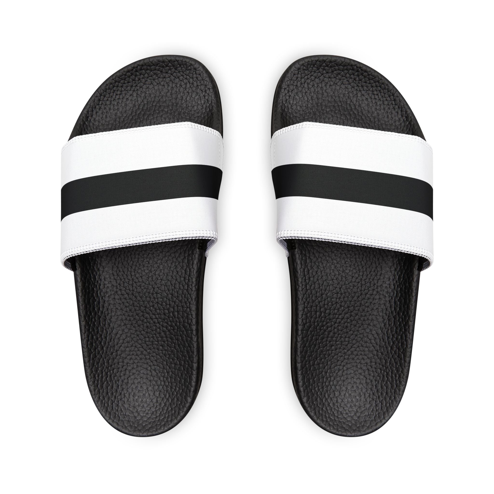 Youth Slide Sandals – White with Black Stripe Removable Strap
