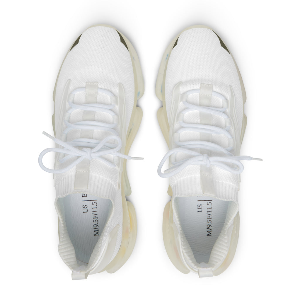 Men's White Mesh Sneakers — Lightweight Athletic Shoes with Cloud-Like Color Splash Sole