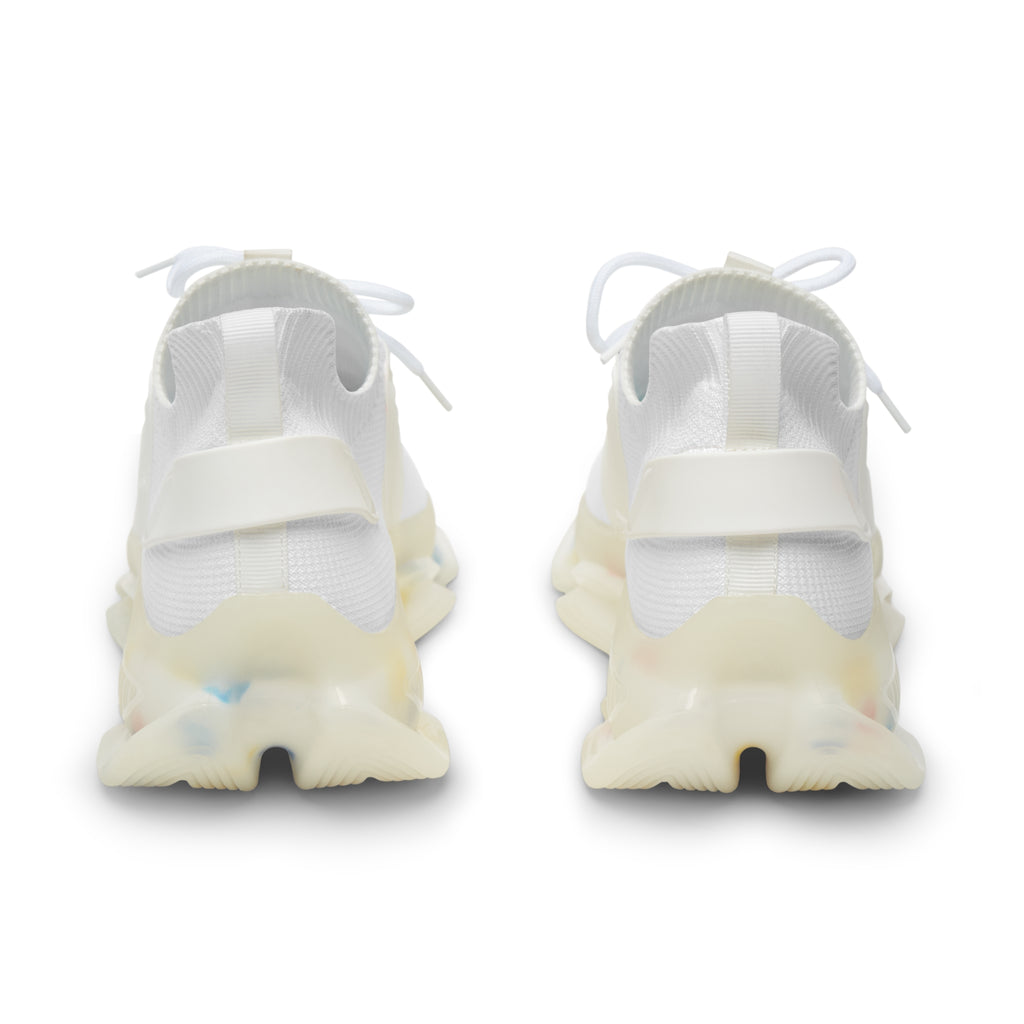 Men's White Mesh Sneakers — Lightweight Athletic Shoes with Cloud-Like Color Splash Sole
