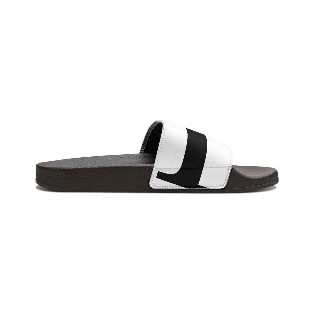 Youth Slide Sandals – White with Black Stripe Removable Strap
