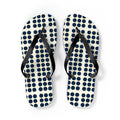 Polka Dot Grid Flip Flops — Navy Retro Beach Sandals