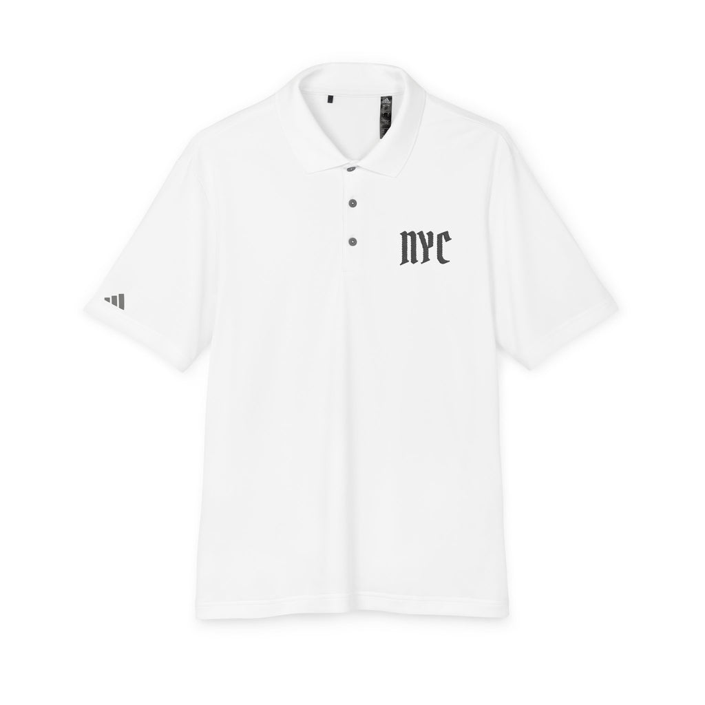 NYC Gothic Polo Shirt — White Performance Golf/Work Polo