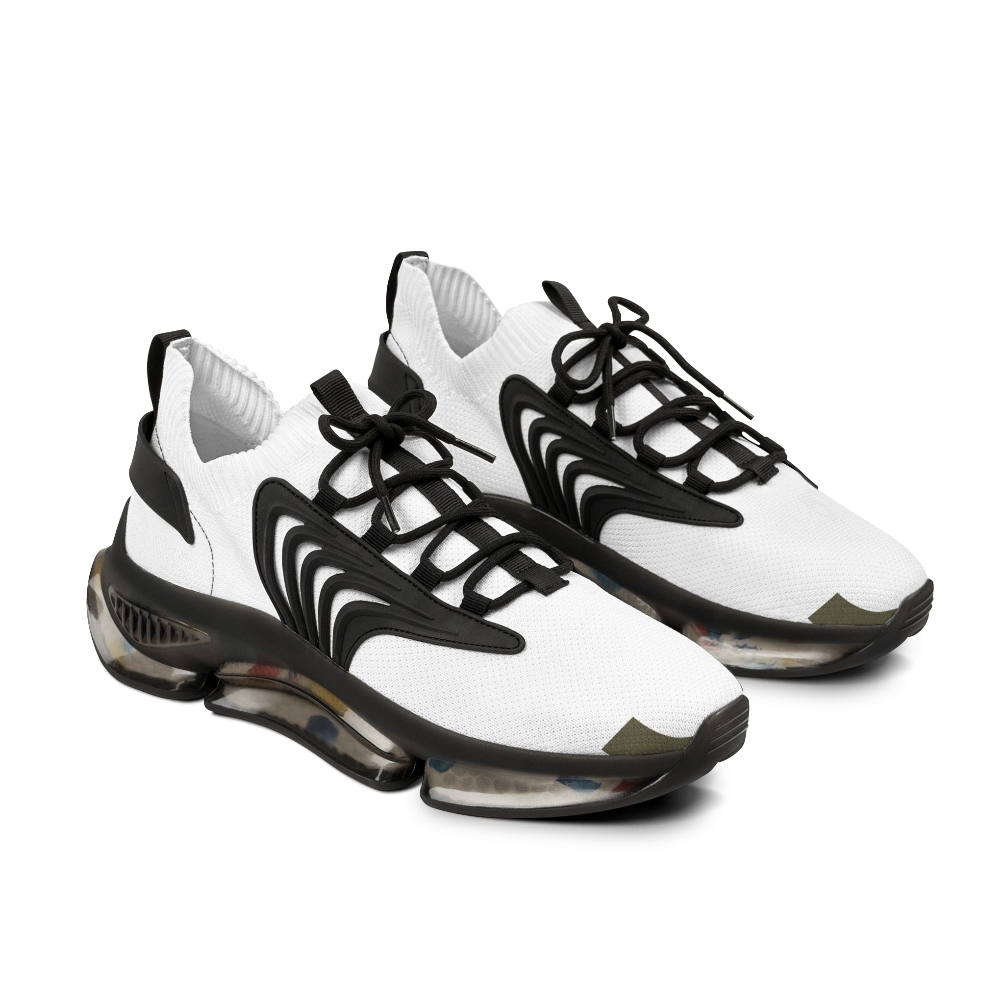 Men's White Mesh Sneakers — Lightweight Athletic Shoes with Cloud-Like Color Splash Sole