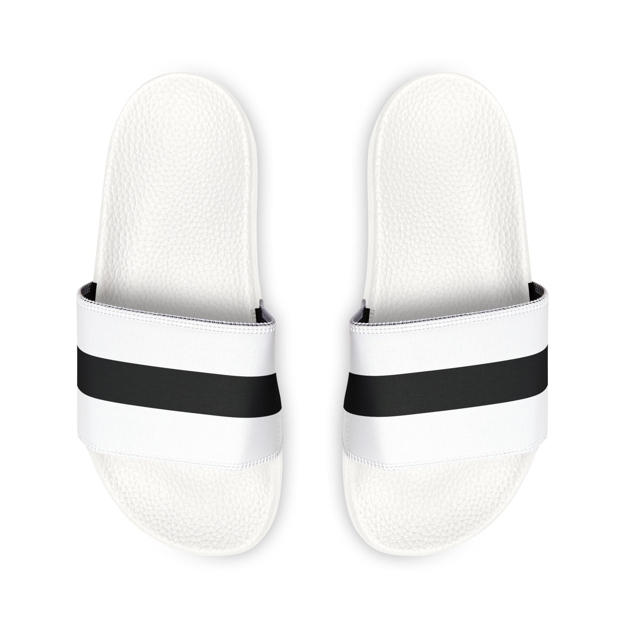 Youth Slide Sandals – White with Black Stripe Removable Strap